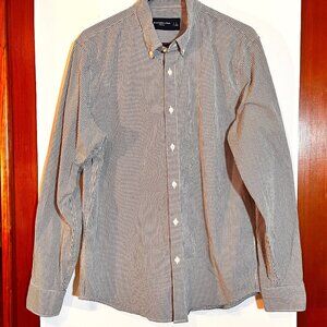 Abercrombie & Fitch Black White Check  Button Long Sleeve Shirt Mens Large L